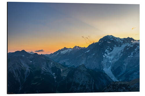 Aluminium print Monte Bianco or Mont Blanc at sunrise, italian side