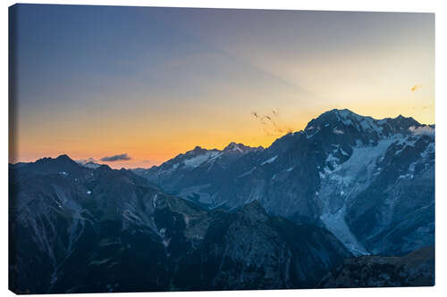 Stampa su tela Monte Bianco or Mont Blanc at sunrise, italian side