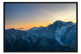 Gerahmter Kunstdruck Monte Bianco oder Mont Blanc bei Sonnenaufgang, italienische Seite