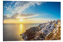 Alubild Santorini im Sonnenuntergang