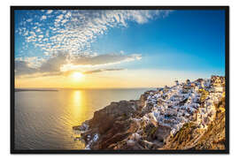 Gerahmter Kunstdruck Santorini im Sonnenuntergang