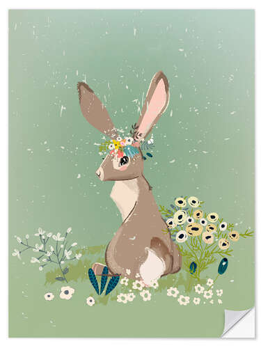 Sisustustarra Rabbit with wildflowers