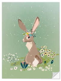 Selvklæbende plakat Rabbit with wildflowers