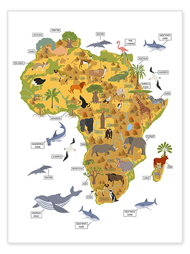 African animals print by Kidz Collection | Posterlounge