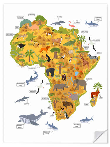 Sticker mural Les animaux africains (anglais)