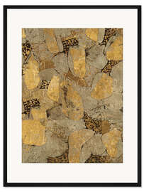 Gerahmter Kunstdruck Vergoldeter Stein II