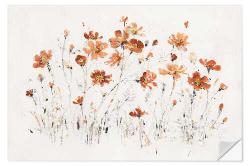 Sticker mural Fleurs sauvages en orange