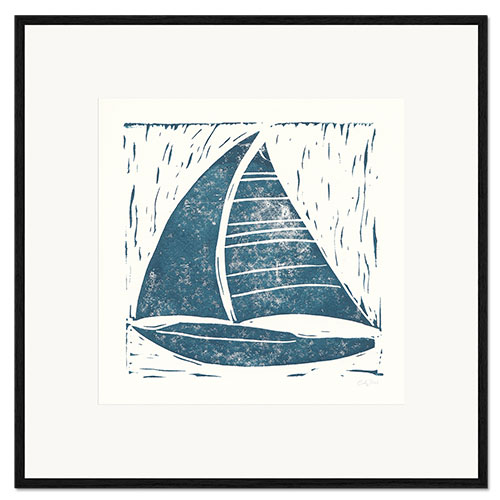 Impression artistique encadrée Collage nautique sur fond blanc IV