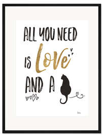 Gerahmter Kunstdruck Katzenliebe (Englisch)