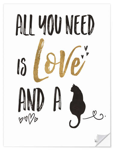 Naklejka na ścianę All you need is love and a cat