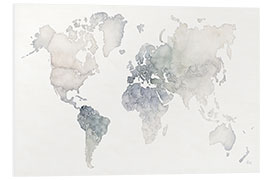 Foam board print World map watercolor