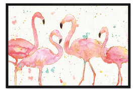 Gerahmter Kunstdruck Flamingo-Fieber I