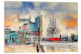 Foam board print Hamburg Elbphilharmonie und Museumsschiff Cap San Diego