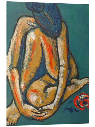 Akrylbillede In Love - nude with rose