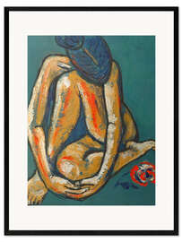 Framed art print In Love - nude with rose