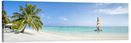 Lærredsbillede  Maldives beach panorama with sailboat - Jan Christopher Becke