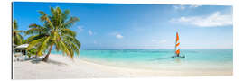 Gallery print Maldives beach panorama with sailboat