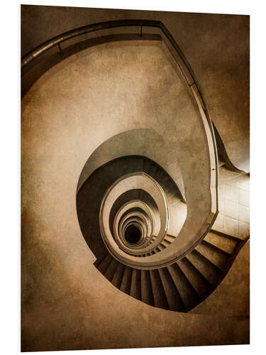 Foam board print Spiral staircase in brown colors