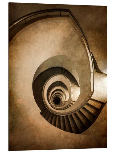 Quadro em plexi-alumínio Spiral staircase in brown colors