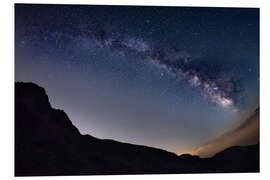 Foam board print Milky Way arch and starry sky at high altitude in summertime on the Alps