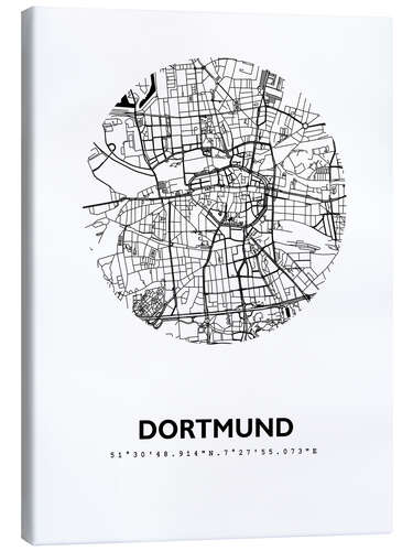 Stampa su tela Mappa della città di Dortmund I