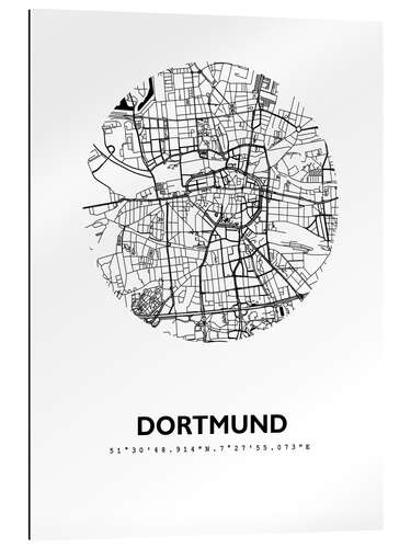 Quadro em plexi-alumínio City map of Dortmund I