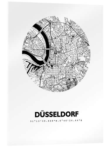 Acrylglasbild Stadtplan von Düsseldorf VI