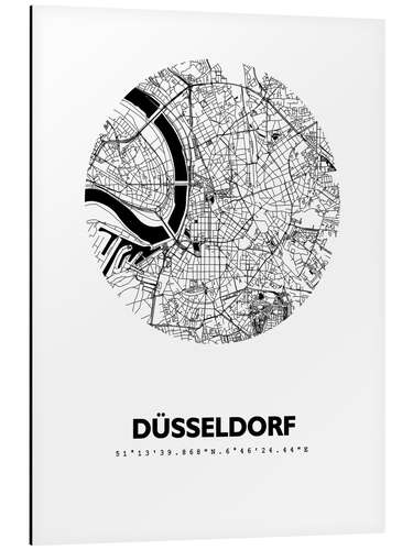 Alubild Stadtplan von Düsseldorf VI