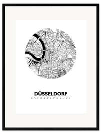 Ingelijste kunstdruk City map of Dusseldorf VI