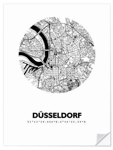 Wandsticker Stadtplan von Düsseldorf VI