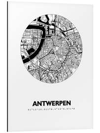 Aluminium print City map of Antwerp, circle