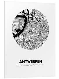 Hartschaumbild Stadtplan von Antwerpen, Kreis