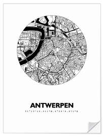 Naklejka na ścianę City map of Antwerp, circle