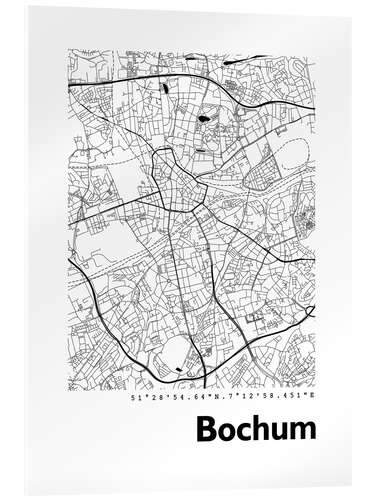 Acrylglasbild Stadtplan von Bochum