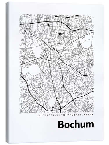 Leinwandbild Stadtplan von Bochum