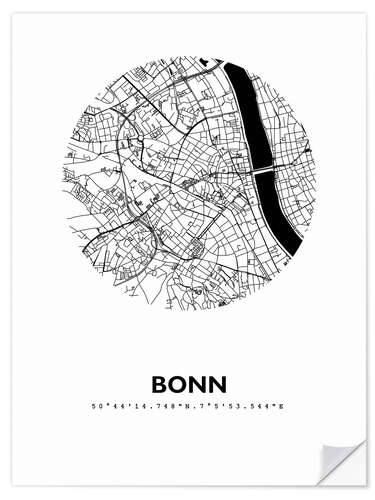 Wandsticker Stadtplan von Bonn, Kreis