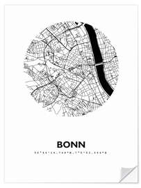 Naklejka na ścianę City map of Bonn, circle