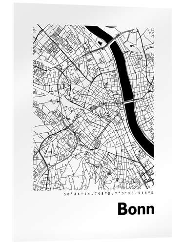 Acrylglasbild Stadtplan von Bonn