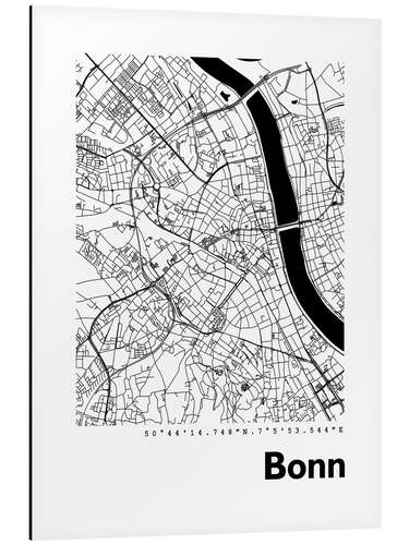 Aluminiumtavla City map of Bonn