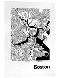 Stampa su vetro acrilico Mappa della città di Boston