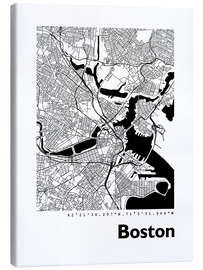 Leinwandbild Stadtplan von Boston