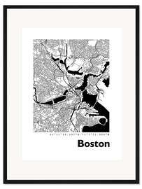 Gerahmter Kunstdruck Stadtplan von Boston