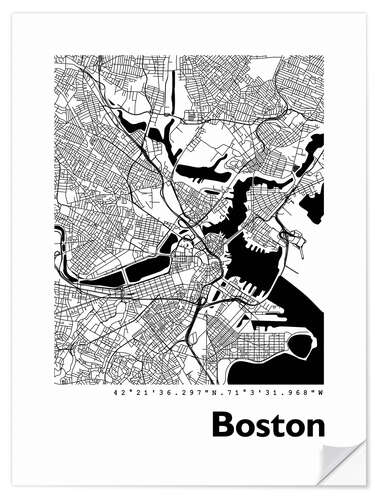 Vinilo para la pared Mapa de la ciudad de Boston