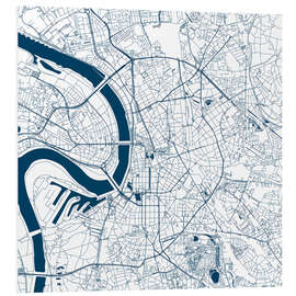 Foam board print City map of Dusseldorf I