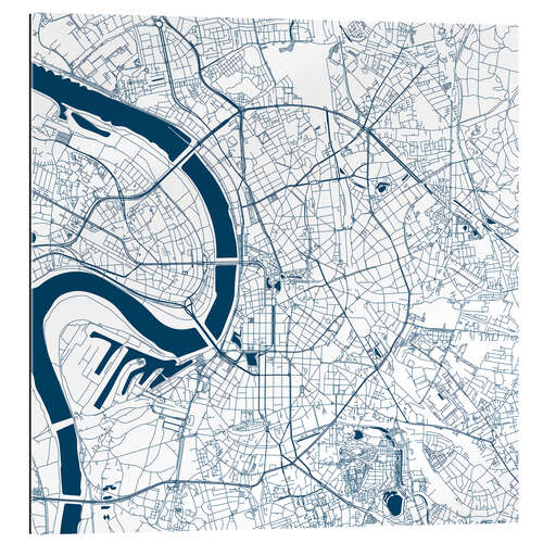 Tableau en plexi-alu Plan de la ville de Düsseldorf I