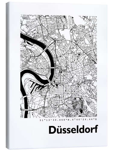 Canvas print City map of Dusseldorf V