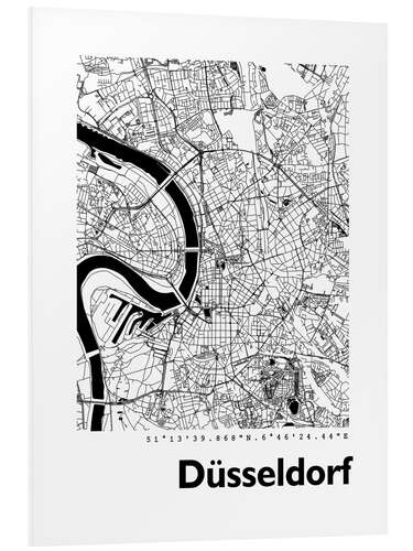 Foam board print City map of Dusseldorf V