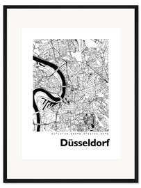 Gerahmter Kunstdruck Stadtplan von Düsseldorf V
