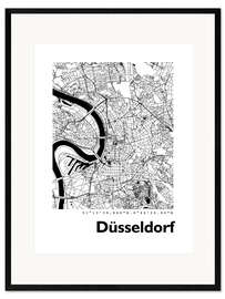 Stampa artistica con cornice Mappa della città di Dusseldorf V