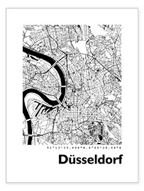 Póster Mapa de la ciudad de Dusseldorf V - 44spaces